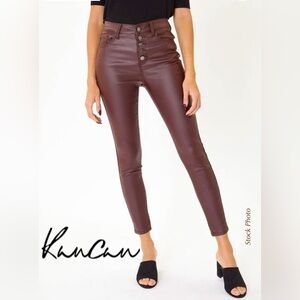 KanCan High-Rise Skinny Faux Leather Jeans in Burgundy